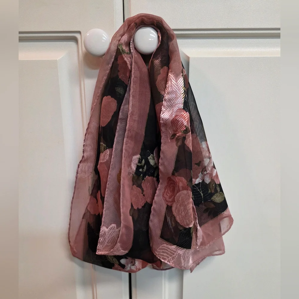 Bloomingdale's Semi-Sheer Floral Oblong Scarf